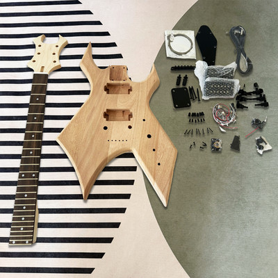 Unfinished bc rich Warlock Electric Guitar DIY Kit BK part bolt-on Maple neck