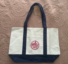 Trader Joe  s Bag Canvas Reusable Heavy Cotton Basic Style Shopping Navy Large