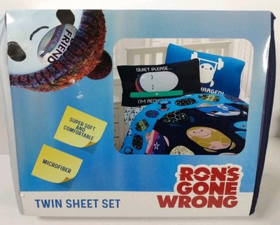 NEW Ron's Gone Wrong Twin Sheet Set Microfiber Flat Fitted Sheets Pillowcase