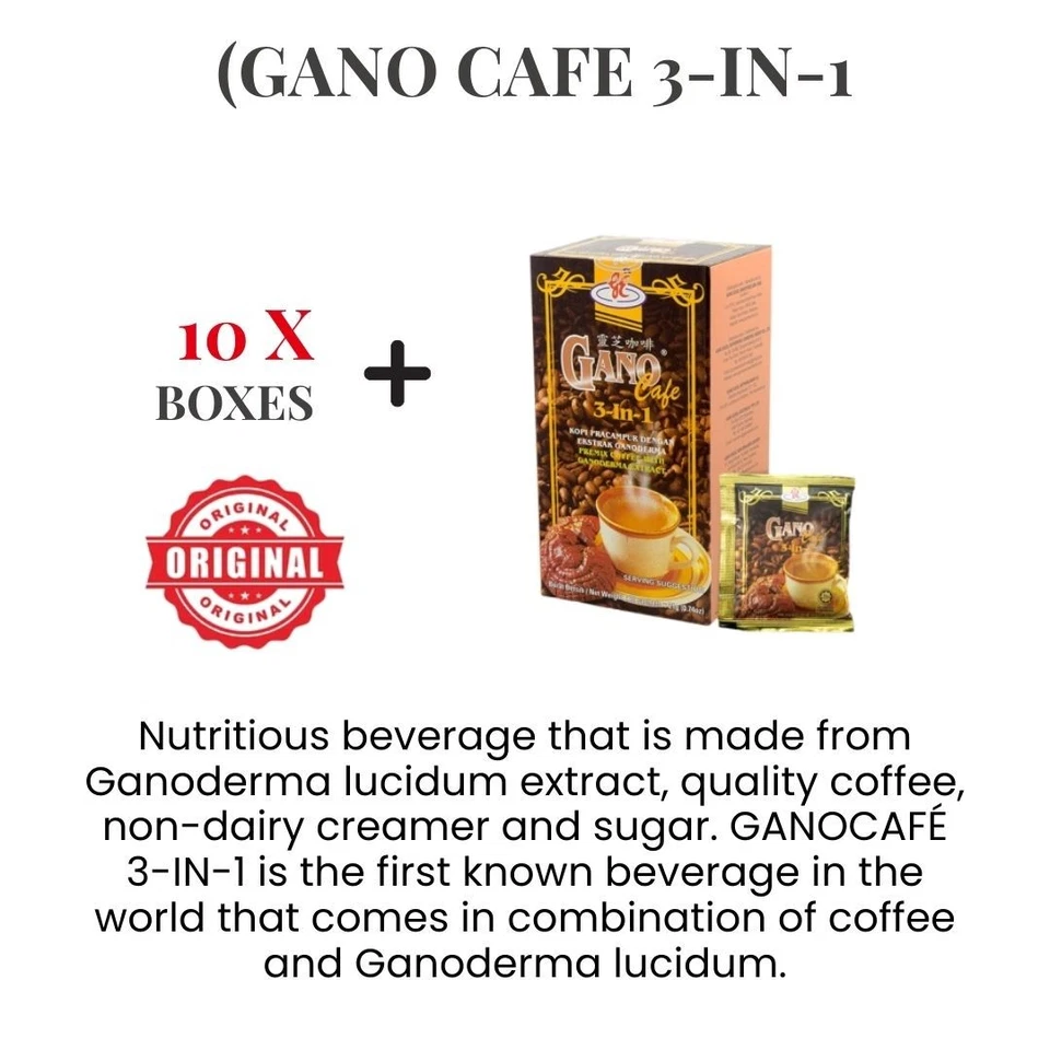 10 X Gano Excel Cafe 3 in 1 Coffee Ganoderma Reishi Halal (20 sachets) DHL SHIP - Image 2 of 3