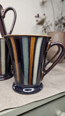 Denby Gatsby Gestreifter Becher Senf Innenglasur x1