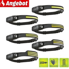 LED Stirnlampe COB Kopflampe Sensor Scheinwerfer USB Wiederaufladbar Wasserdicht