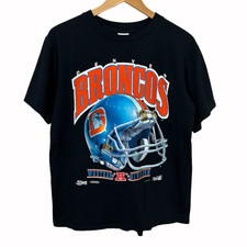 VTG 90s Denver Broncos T Shirt Mens L Helmet Single Stitch Salem Sportswear