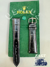 ROLEX Black Leather Band 20/16mm With Rolex S...