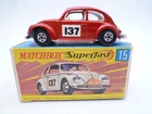 VINTAGE MATCHBOX SUPERFAST No.15d VOLKSWAGEN BEETLE RALLY IN ORIGINAL BOX 1970