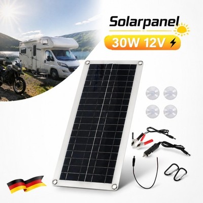 30W Solarpanel Ladegerät für kfz Autobatterie, tragbares Solarmodul Aufladen 12V