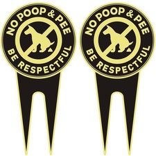 2 Pack No Dog Poop Signs for Yard - Double Sided Aluminum No Pooping Sign