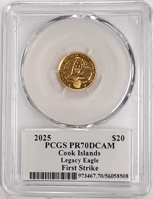 アッパーデック　プラネットゴールド 18/25 ヴェノム PSA 10 2025 Cook Islands $20 1/10 Oz Gold Legacy Eagle PCGS PR70DCAM 1st