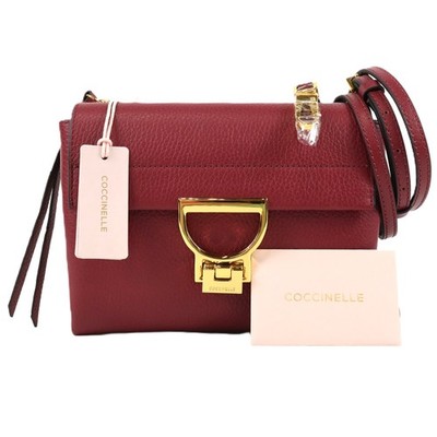 Coccinelle Women's Leather Crossbody/Top Handle Bag w/ Double Compartment In Red