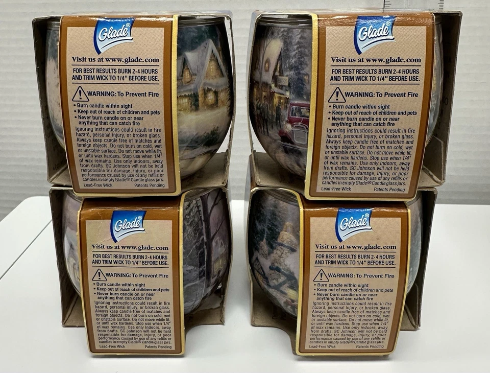 Vela de especias vintage Glade Gingerbread Thomas Kinkade 2004 colección de cuatro Foto 3 de 4