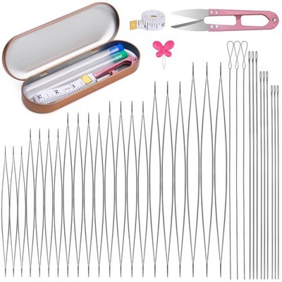Beading Needles Set 39 pcs 3 Type Including Collapsible Big Eye & Straight & ...