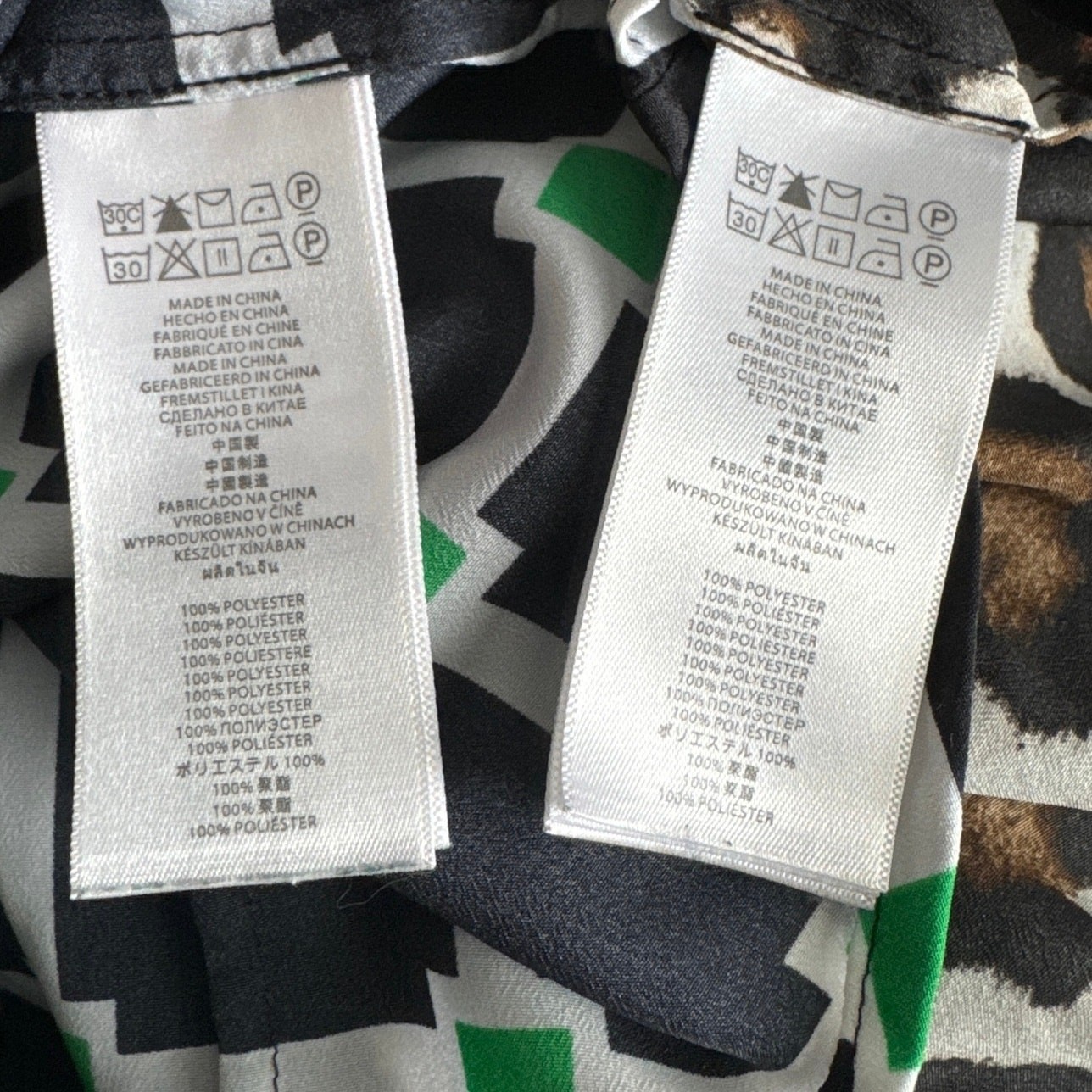 Michael Kors button down blouse navy green animal… - image 12