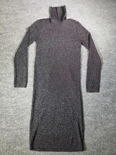 Express Women Turtleneck Maxi Dress Sz M Black Sparkle Long Knit Bodycon Dress