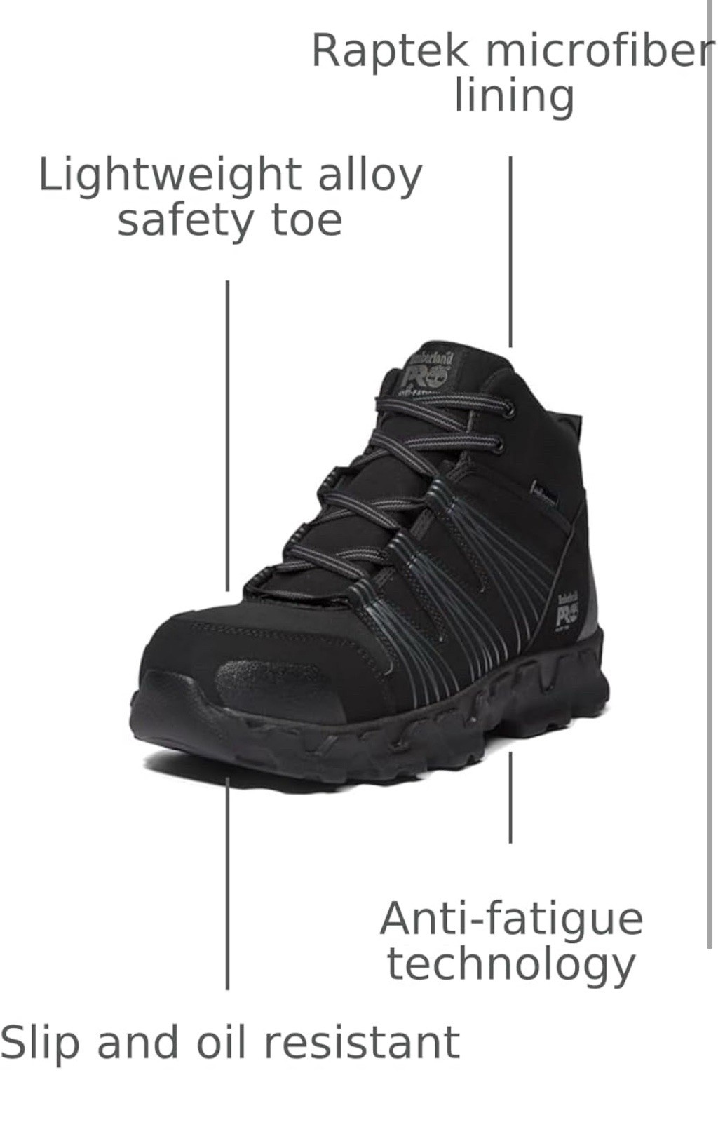 Timberland PRO Men's Powertrain Mid ESD Alloy Toe Black Hiker TB0A11QF  11.5 NEW image 4