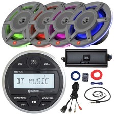 Pontoon Boat Audio Bundle: JBL Bluetooth Receiver, 4x 8" Speaker, Amplifier, Kit