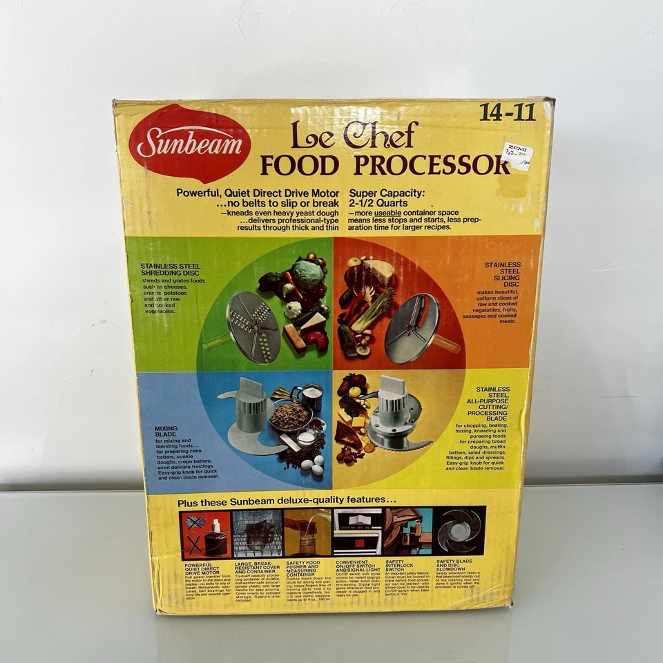 New Sealed Vintage Sunbeam Le Chef Food Processor Model 14-11 - Image 4 of 4