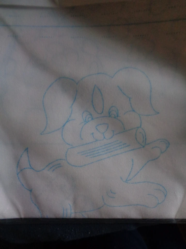 JACK DEMPSEY STAMPED FOR EMBROIDERY 9" NURSERY QUILT SQUARES PUPPIES - Image 3 of 3