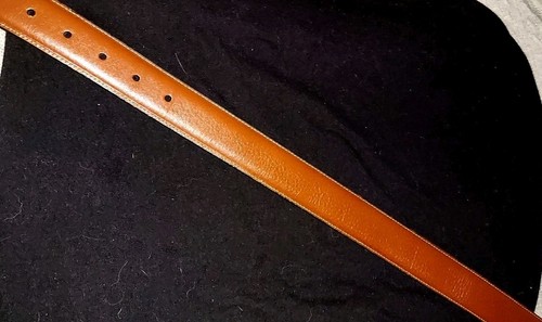 Cintura Cremieux 32 marrone pieno fiore pelle bovina foderata su vera pelle fibbia cromata - Foto 8 di 10