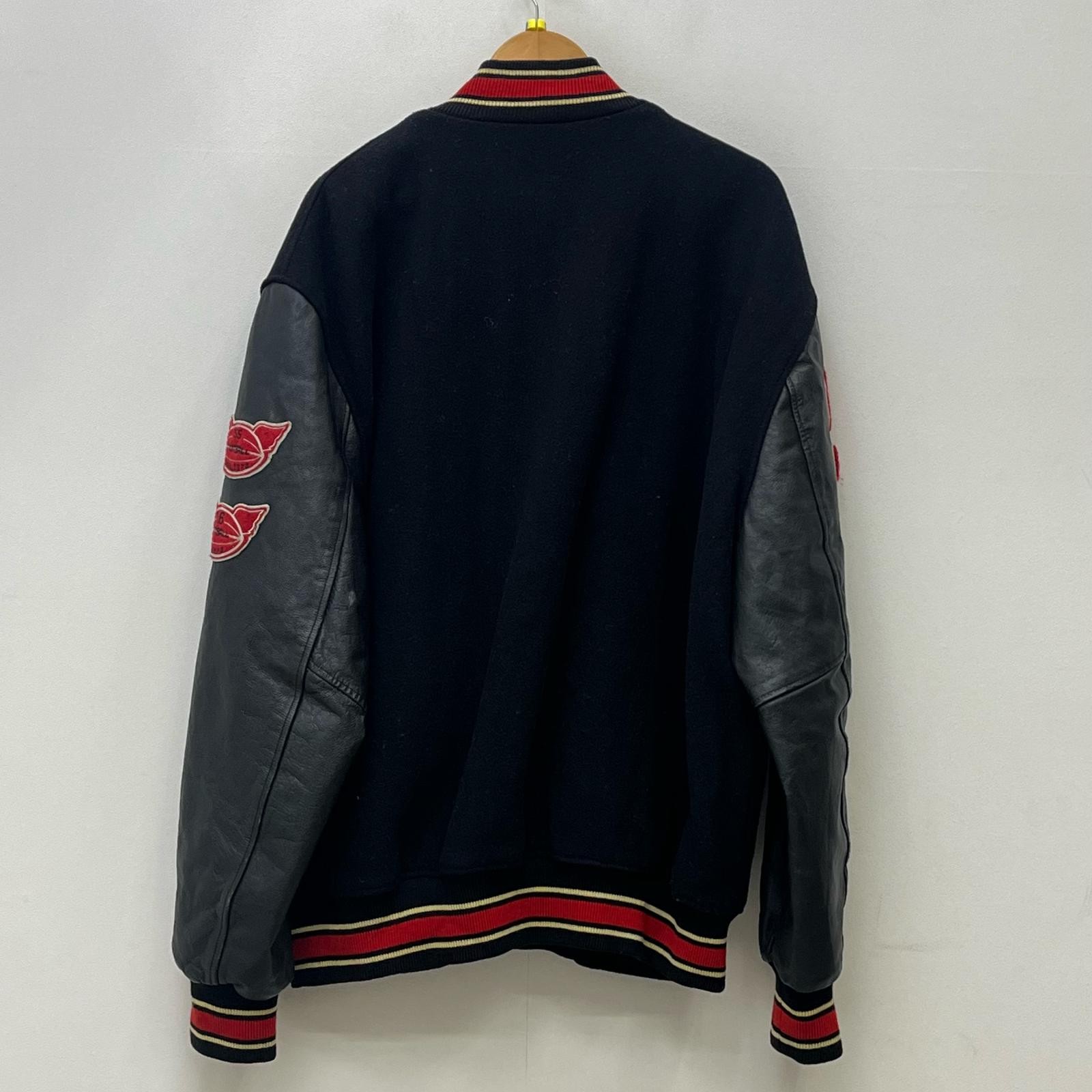 Used Schott Leather Patch Stadium Jacket Black Ka… - image 2