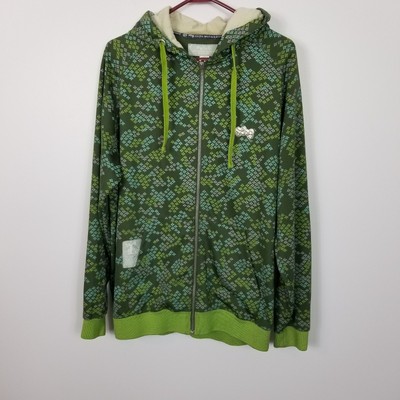 LRG Men's Tree and Cross Logo Pattern L/S Full Zip Hooded Jacket Green Size M