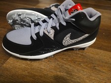 Size 9.5 Nike Air Jordan Stadium 90 Low TD Black Cement Football HQ0210-060 Men