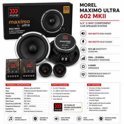 Morel Maximo Ultra 602 MKII 6.5'' 2-Way Component Car Speakers 100W RMS