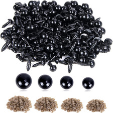500 Pieces 6-12MM Black Plastic Safety Eyes with Washers for Crochet Animal Craf