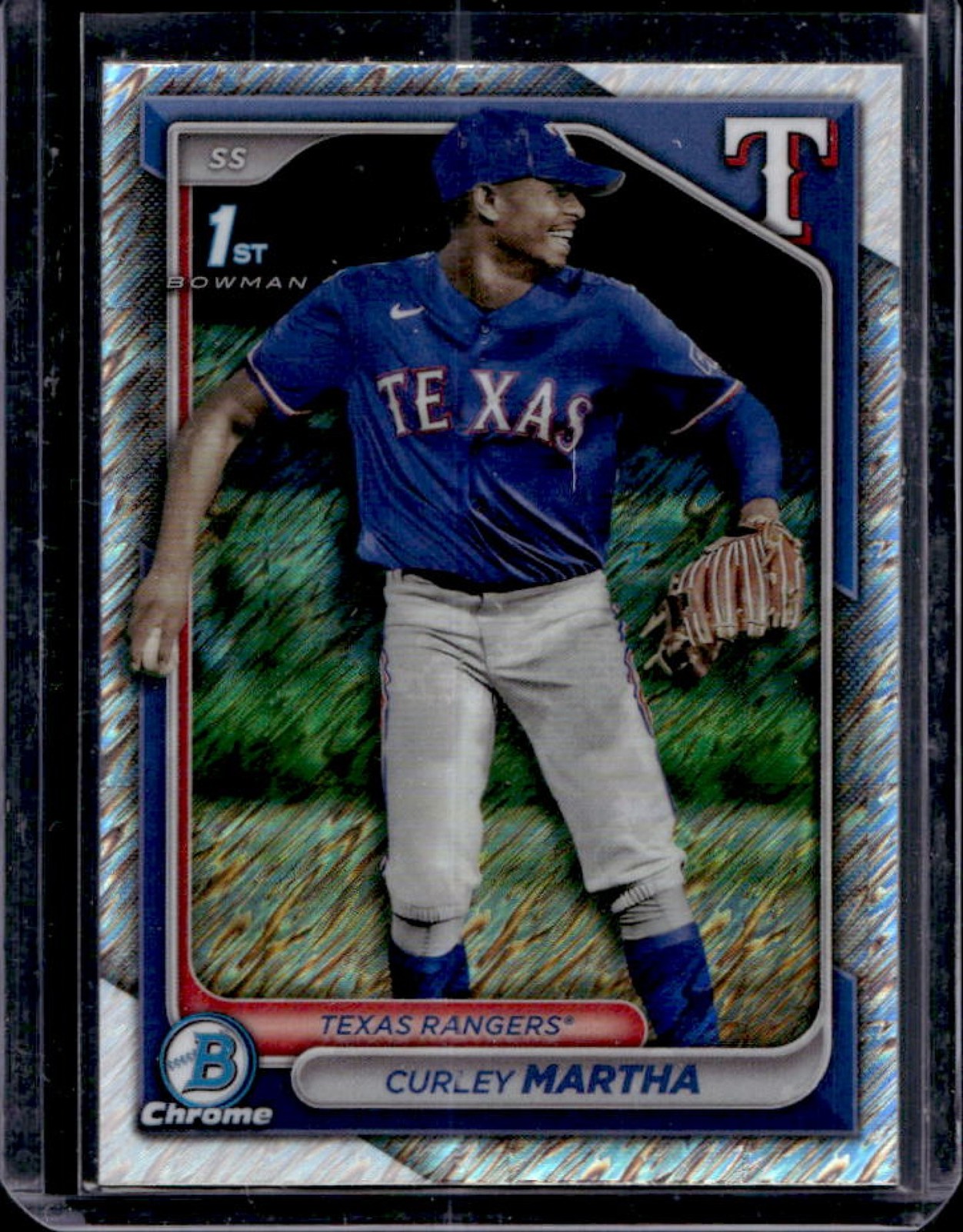 2024 Bowman Chrome Curley Martha Shimmer Refractor 1st Prospect #BCP-168 Rangers