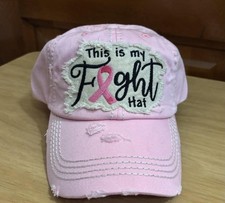 Pink Breast Cancer Awareness Baseball Cap Adjustable Women Embroidered Ribbon