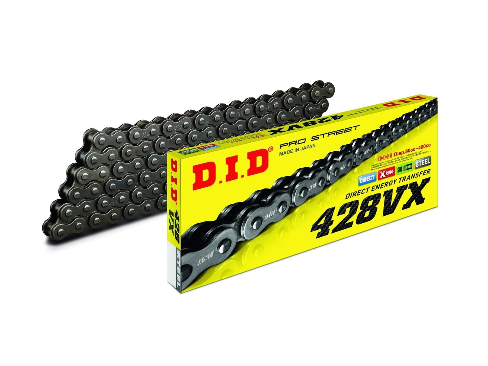 Did 428 VX Motorcycle Chain Black Open with Clip Lock 102 Links
