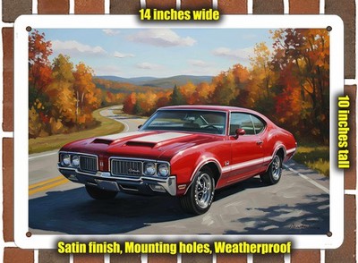 Metal Sign - 1970 Oldsmobile 442 7 Oil Painting - 14x10