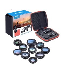 APEXEL Phone Lens Kit Universal 10 In 1 Fisheye Wide Angle Macro Lens CPL Filter