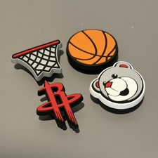 NBA Houston Rockets Basketball Team Jibbitz for Crocs Shoe Charms - 4 Pieces NEW
