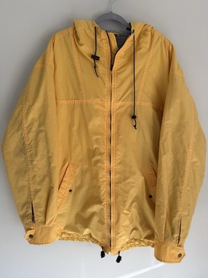 Old Navy Hooded Rain Jacket Windbreaker Yellow Zip Up Lined Pocket Inside LARGE