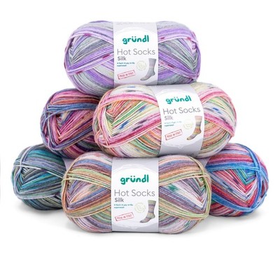 (105 /kg) 100g Gründl Sockenwolle Silk mit Seide 4-fädig 4-fach Strickwolle