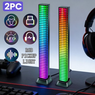 LED 2X Barra de luz 33-bit RGB colorida ritmo musical Control aplicación USB