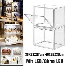 2x LED Acryl Vitrine Box Einzelvitrine Magnetisch Schaukasten für Figuren Schuhe
