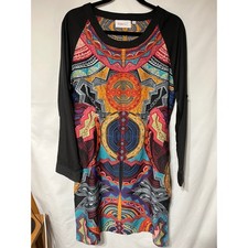 Soho Chic Dress XL Black Multicolor Print Long Sleeve Casual Tunic