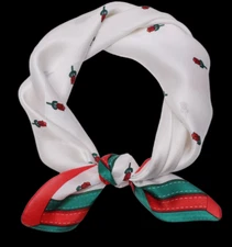 100% Silk 20" small Square Scarf Women neckerchief Wrap floral beige white MY103