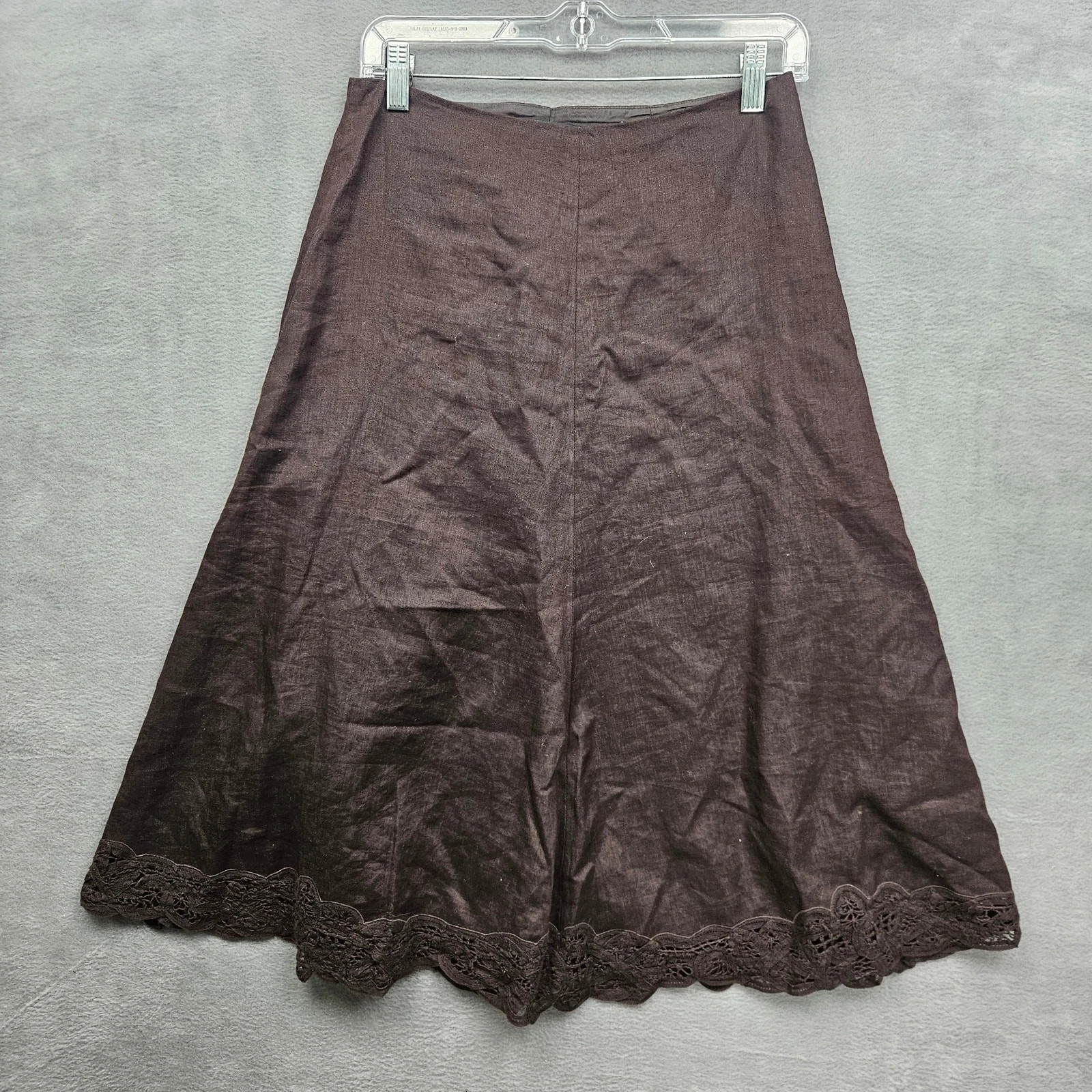 Banana Republic 100% Linen A-Line Skirt Brown Lace Hem Midi Women’s 2 Coastal
Opens in a new window