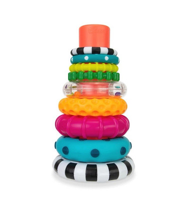 Sassy Stacks of Circles Stacking Ring STEM Learning Toy  6+Mo Extra Rings EUC