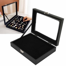 Pin Display Case Orderly Storage Transparent Dustproof Black Badge Storage Box