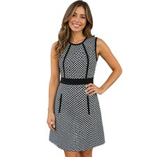 NWT calvin Klein 8 geometric cinch waist picket dress sheath sleevless career 