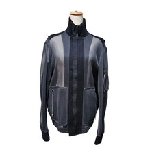 Dior Saddle Bomber Jacket Black Grey Perforated Nylon Unisex Size 48