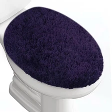 Microfiber Elongated Toilet Seat Cover 19.5"x 15" 19"Lids, Dark Purple 