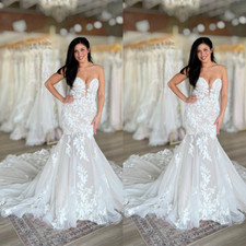 Mermaid Wedding Dresses Strapless Luxury Sweep Train Off Shoulder Bridal Gowns