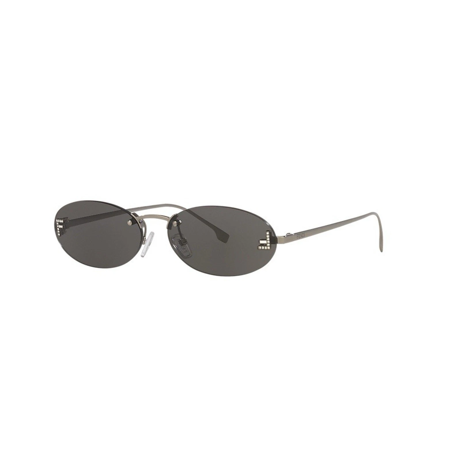 Fendi — FENDI First FE4075US 12A Shiny Silver Crystal Grey Women Sunglasses AUTHENTIC