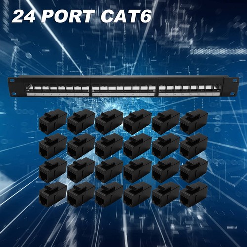 1X (19 cali 1U Szafka Rack Pass-Through 24-portowy panel krosowy CAT6 RJ457361 - Zdjęcie 6 z 8