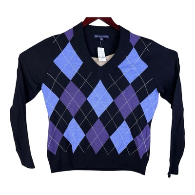Brooks Brothers 346 Argyle Sweater Men s XL Fine Italian Merino Wool Purple NEW