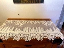 Antique Cream Needle Lace Table Runner Dresser/console/mantle Scarf 98”x 20”